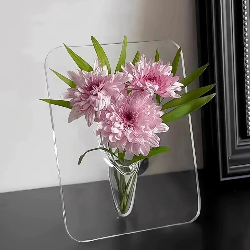 Instagram-Style Photo Frame Vase - Transparent Acrylic Hydroponic Flower Arrangement for Entryway & Living Room