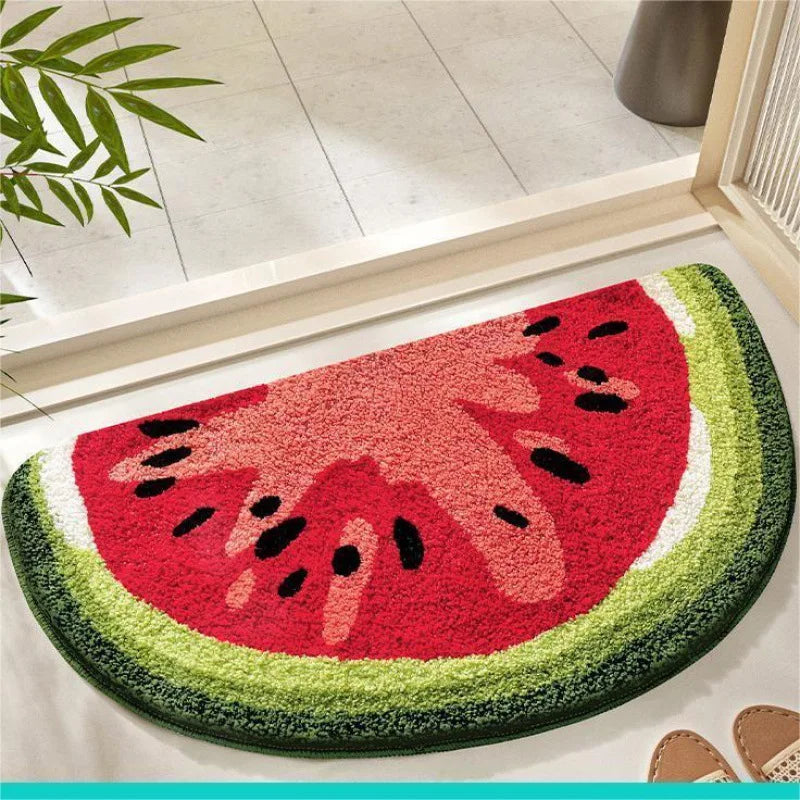 VIKAMA Little Fresh Fruit Special Imitation Cashmere Carpet Warm Machine Washable Bathroom Door Carpet Porch Mat Home Decor