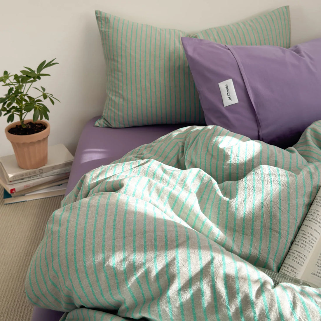 Simple Style Bedding Set Nordic Striped Duvet Cover Set 100% Cotton Flat Sheet Single Twin Size Double Bed Sheet Set For Bedroom