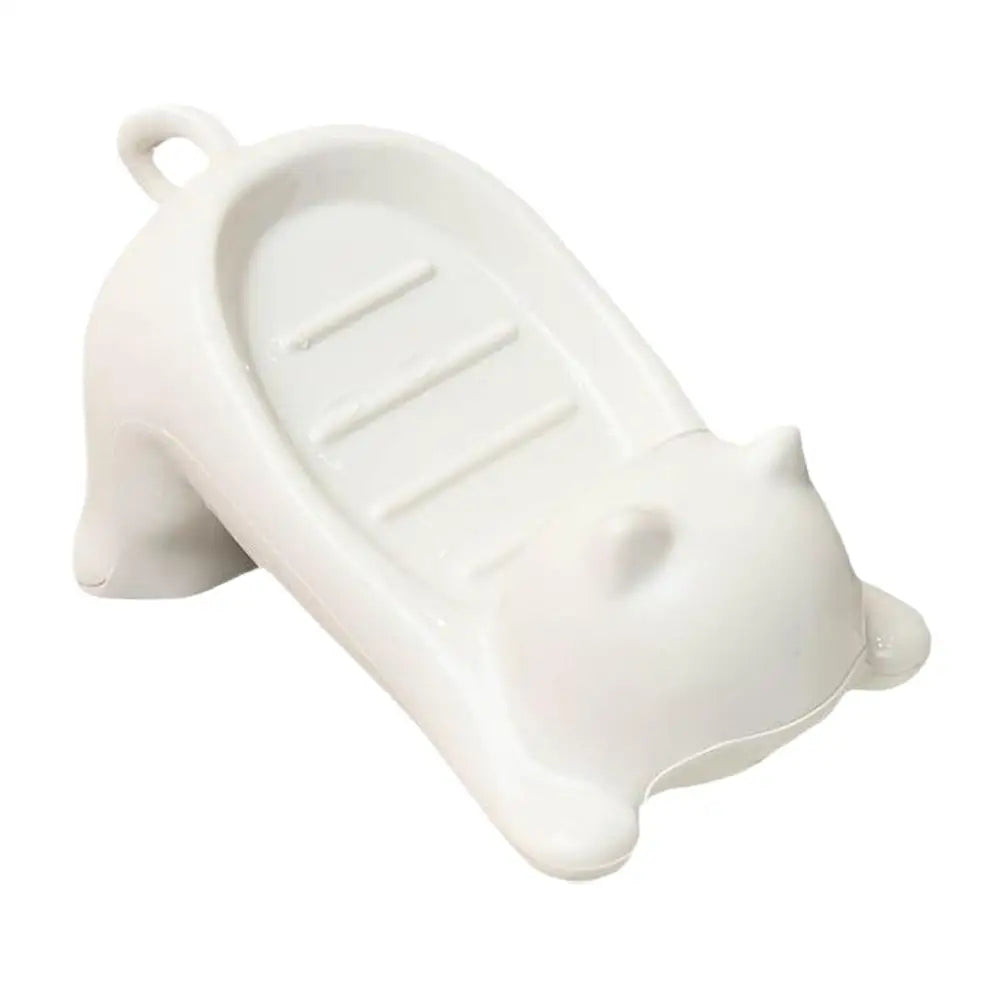 Cute Cartoon Cat Soap Dish with Drainage - Plastic Bathroom Holder for Soap & Sponges