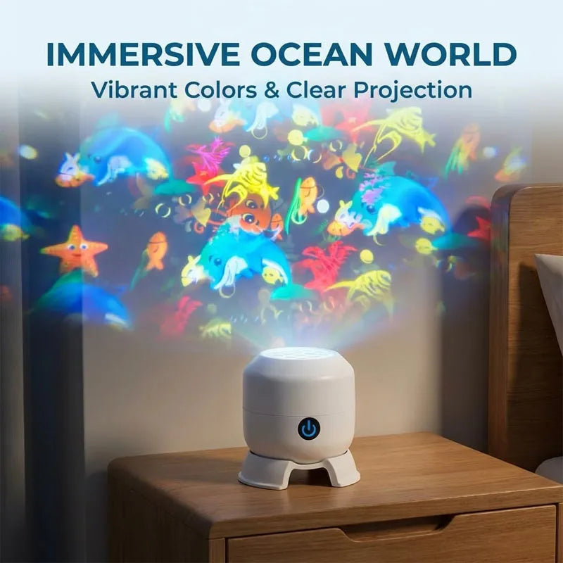 LED Projection Night Light Ocean Snowflake Christmas Dynamic USB Rechargeable Projector