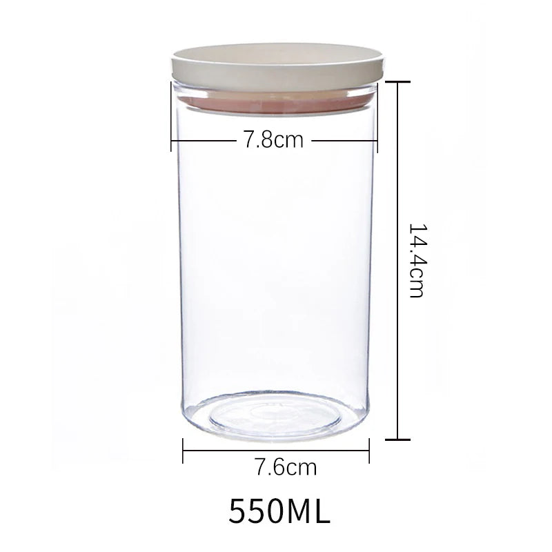 Sealed Food Grade Transparent Kitchen Storage Jar - Airtight Snack & Grain Container (250ml-700ml)