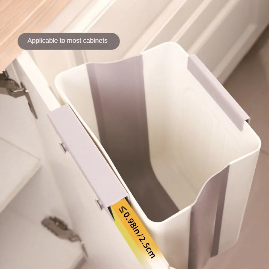 Foldable Hanging Kitchen Trash Can Space-Saving Cabinet Waste Bin