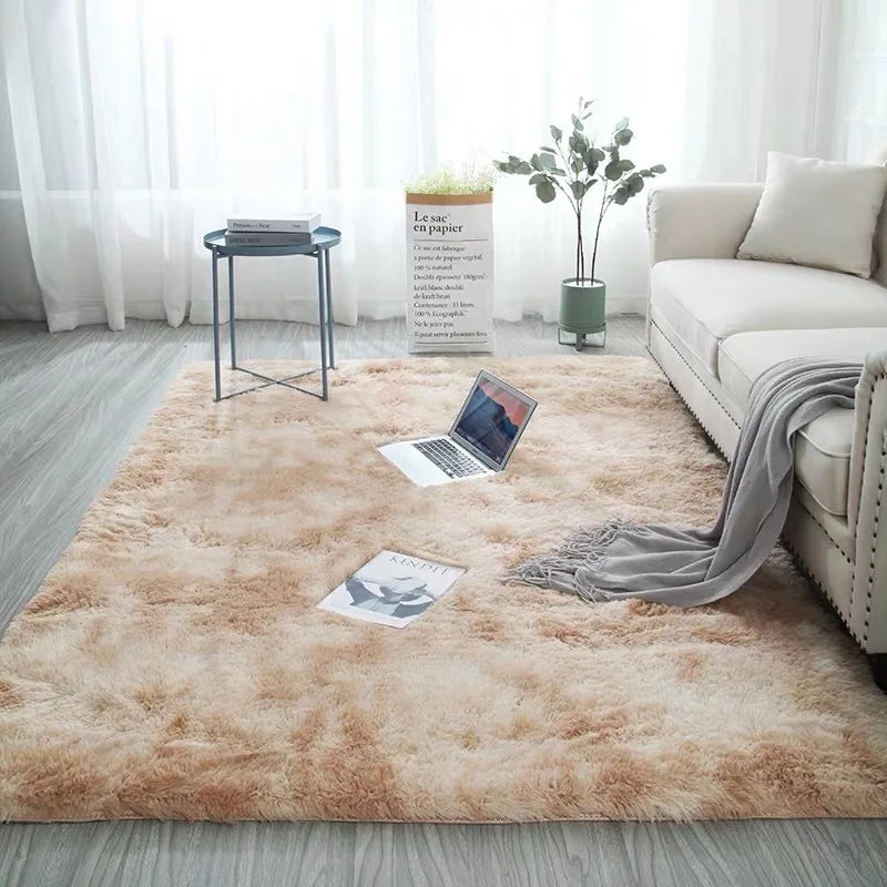 VIKAMA Tie-Dyed Fluffy Carpet - Warm Plush Bedside Rug & Play Mat for Living Room & Kids Room