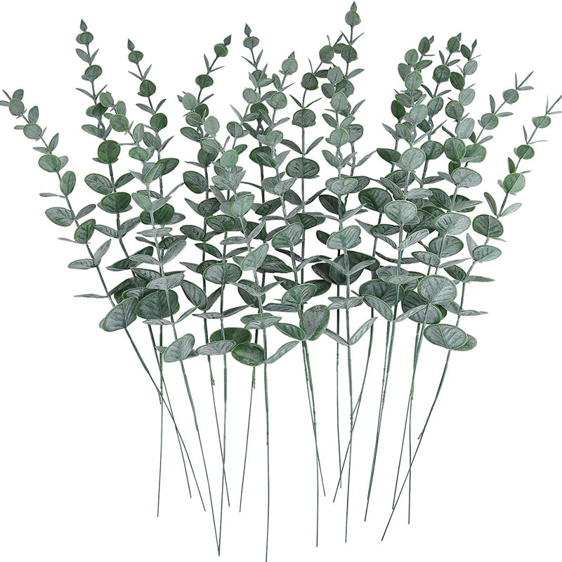 10/50pcs Artificial Plants Eucalyptus Leaves Fake Plants Vase Table Party Wedding Bridal Bouquet Home Decorations Outdoor Garden