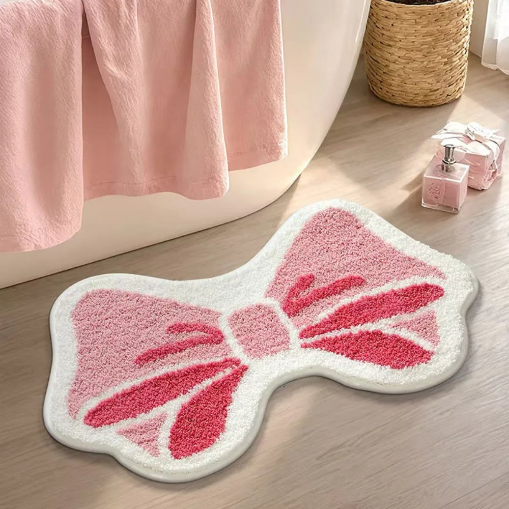 VIKAMA Cute Fun Angel Wings Bathroom Carpet Pink Love Wave Edge Design Bathroom Bedroom Entryway Carpet Ins Style Home Decor