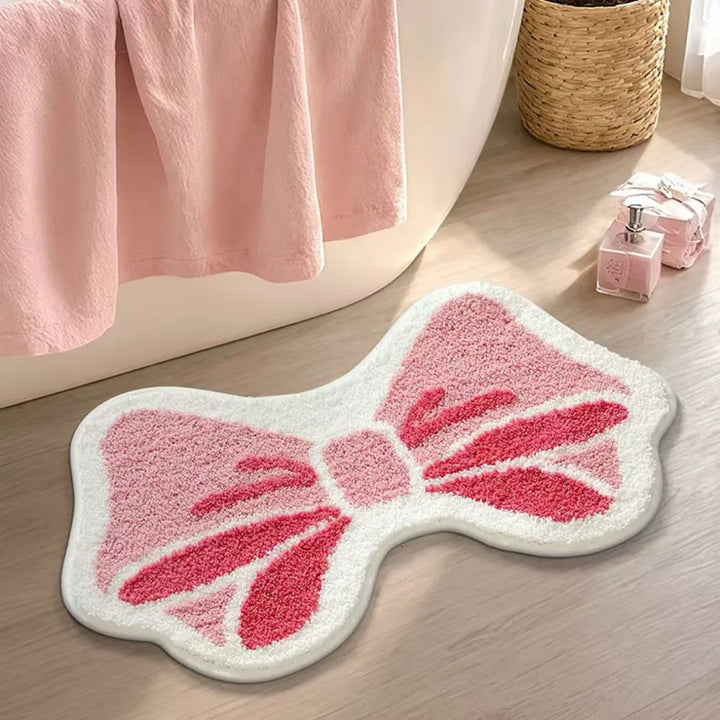 VIKAMA Cute Fun Angel Wings Bathroom Carpet Pink Love Wave Edge Design Bathroom Bedroom Entryway Carpet Ins Style Home Decor