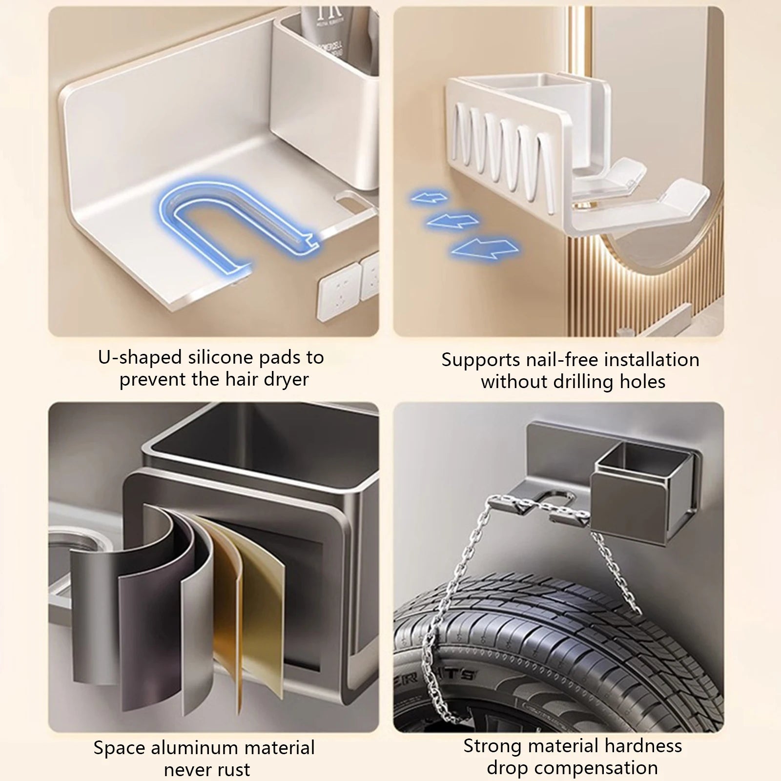 Hair Dryer Holder Wall Dryer Cradle Straightener Stand Hairdryer Organizer Box Toilet Blower Holder Shelf Bathroom Accessories