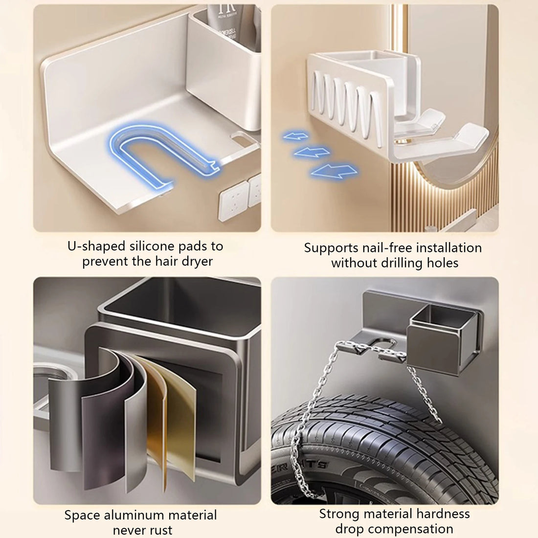 Hair Dryer Holder Wall Dryer Cradle Straightener Stand Hairdryer Organizer Box Toilet Blower Holder Shelf Bathroom Accessories