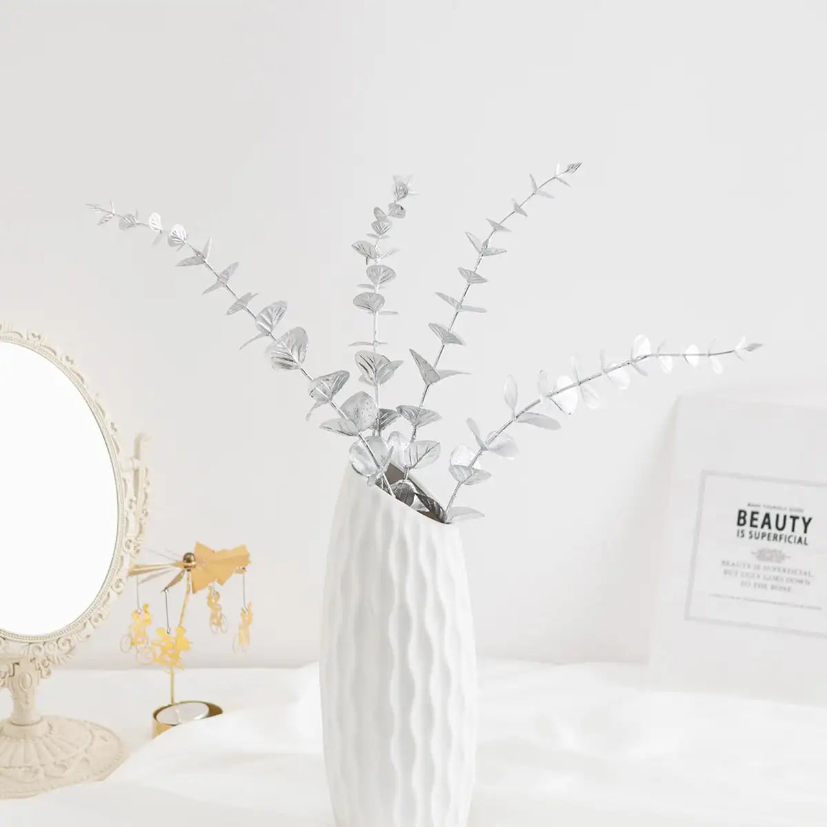 10/50pcs Artificial Plants Eucalyptus Leaves Fake Plants Vase Table Party Wedding Bridal Bouquet Home Decorations Outdoor Garden