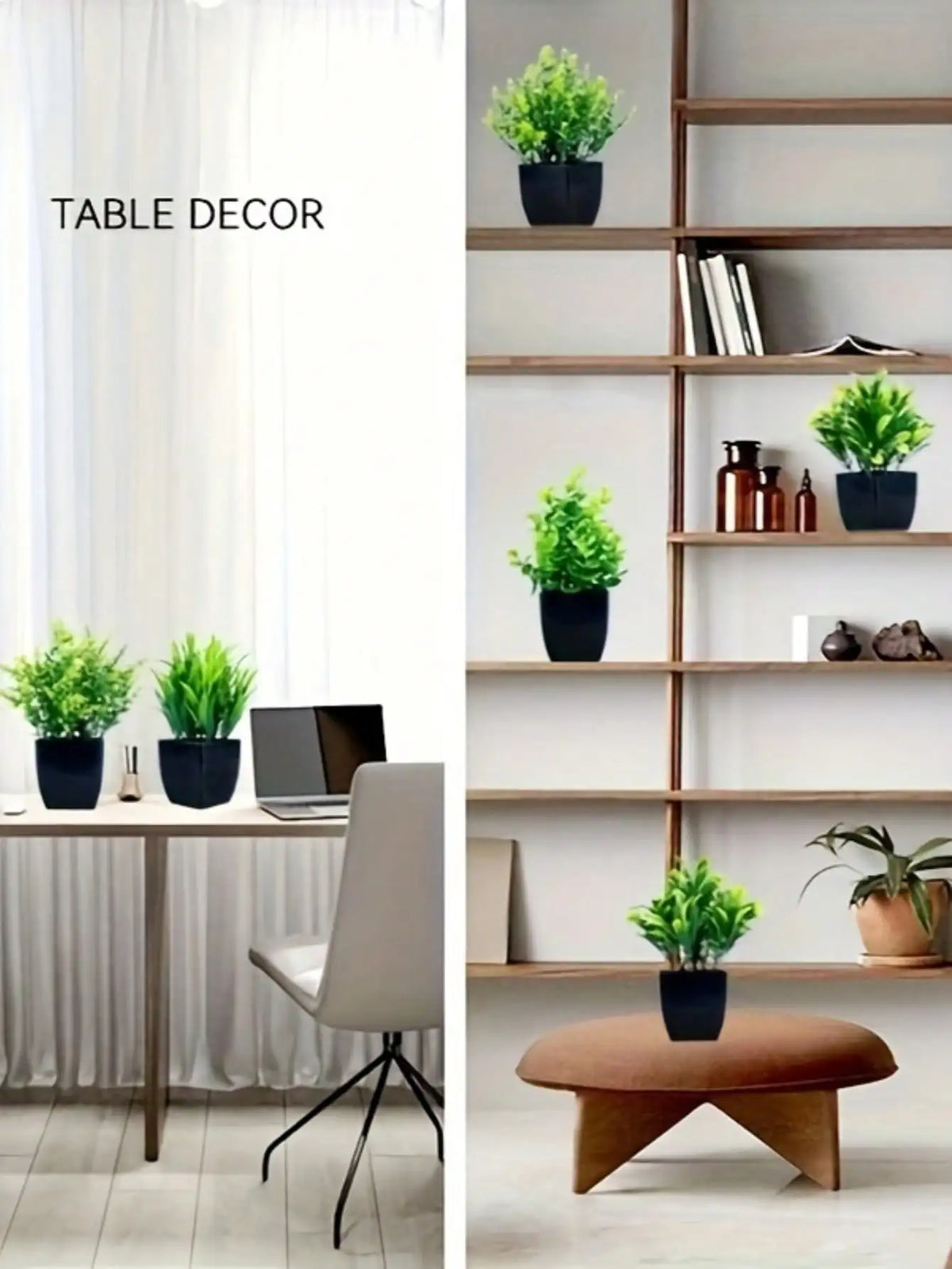 Mini Artificial Eucalyptus Potted Plant - Fake Plant in Black Pot for Indoor Home, Office & Bathroom Decor - Hom Haven