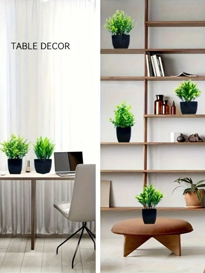 Mini Artificial Eucalyptus Potted Plant - Fake Plant in Black Pot for Indoor Home, Office & Bathroom Decor - Hom Haven