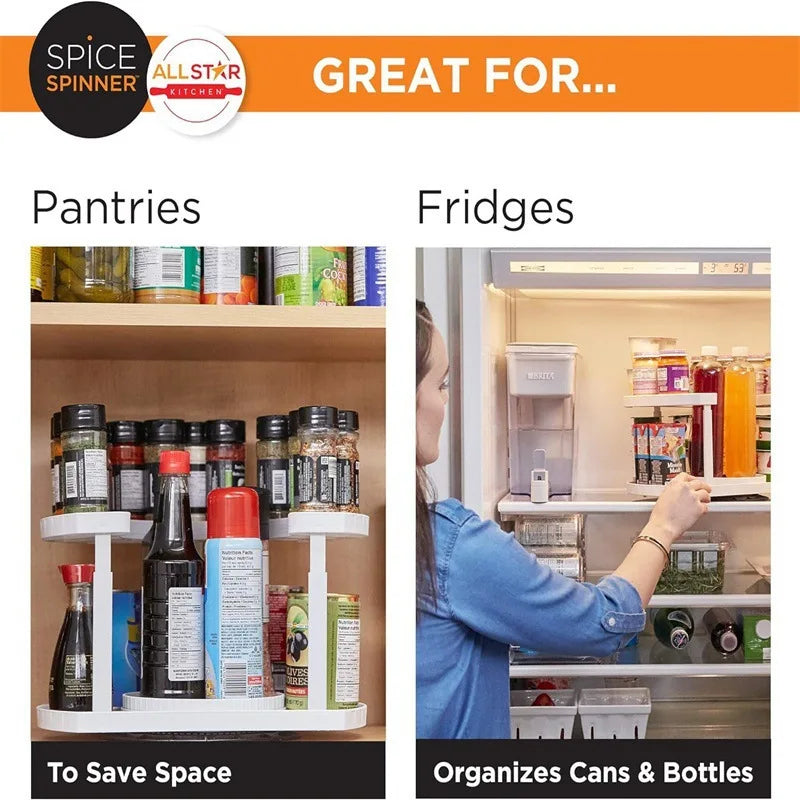 Adjustable Rotating Spice Rack Organizer, Large-Capacity Kitchen Storage Holder