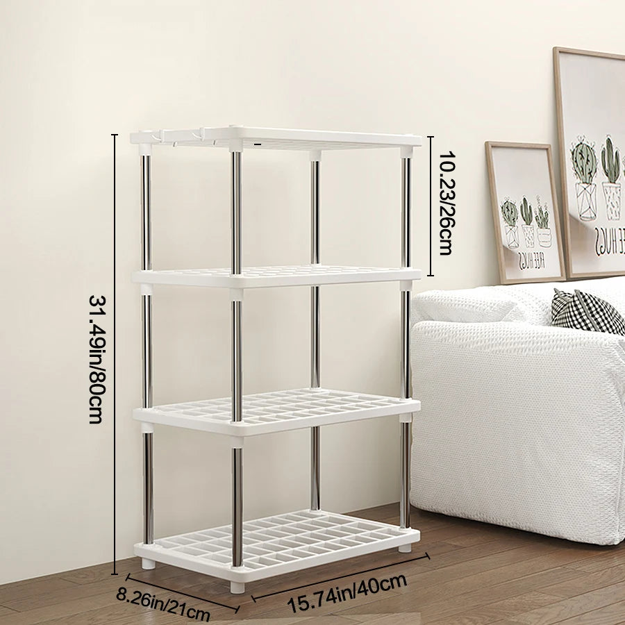 4-Layer Multi-Purpose Floor Standing Storage Rack - Bathroom, Kitchen & Living Room Organizer