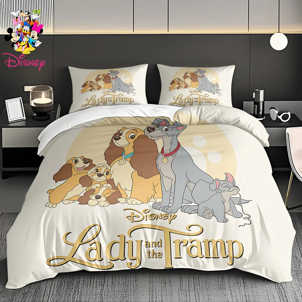 2/3pcs Disney Stitch & Mickey Duvet Cover Set Without Filler  Soft Bed Sheet,Skin-Friendly & Breathable Bedding Set Holiday Gift