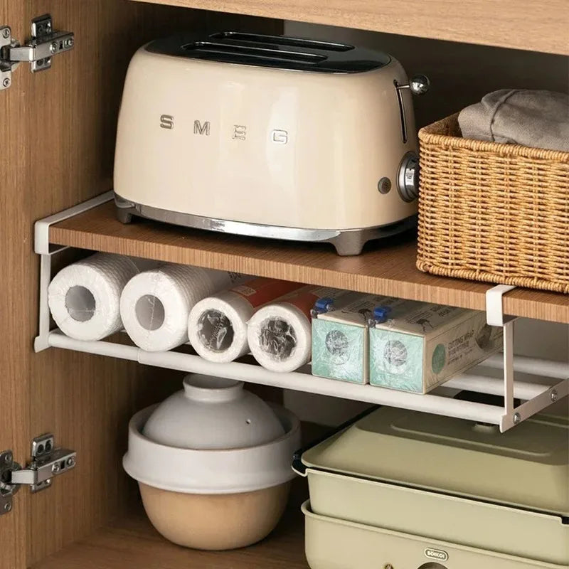 Adjustable Space-Saving Shoe Rack - Under-Shelf Shoe Holder with Hanging Basket for Wardrobe & Closet - Hom Haven