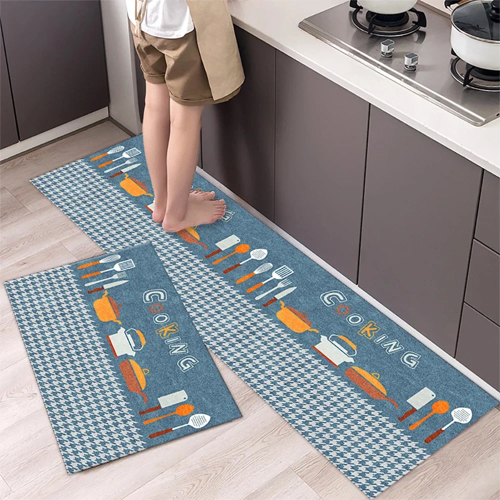 Soft Washable Kitchen Floor Mat - Anti-Slip Long Area Rug for Bedroom, Hallway & Bathroom Entrance