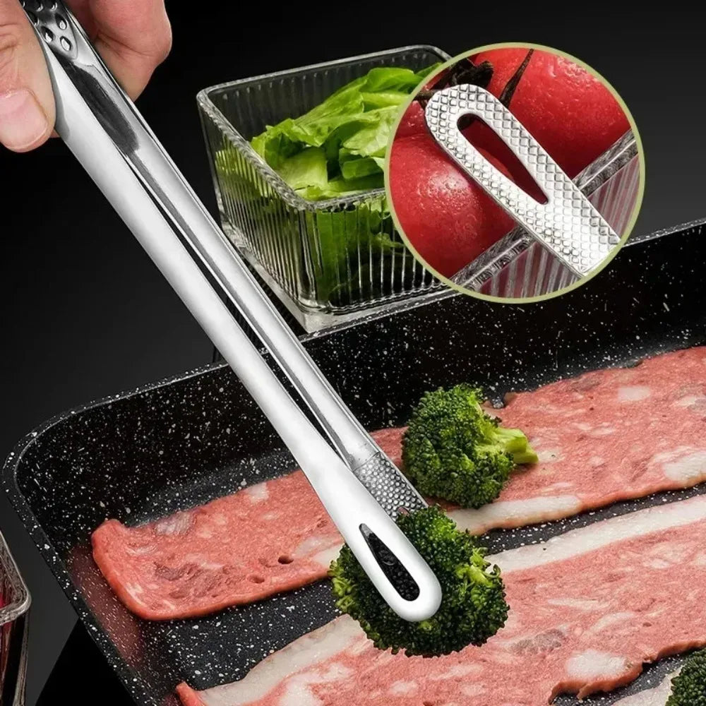 Stainless Steel BBQ & Kitchen Tongs - Reusable Cooking Tweezers for Meat, Vegetables & Barbecue