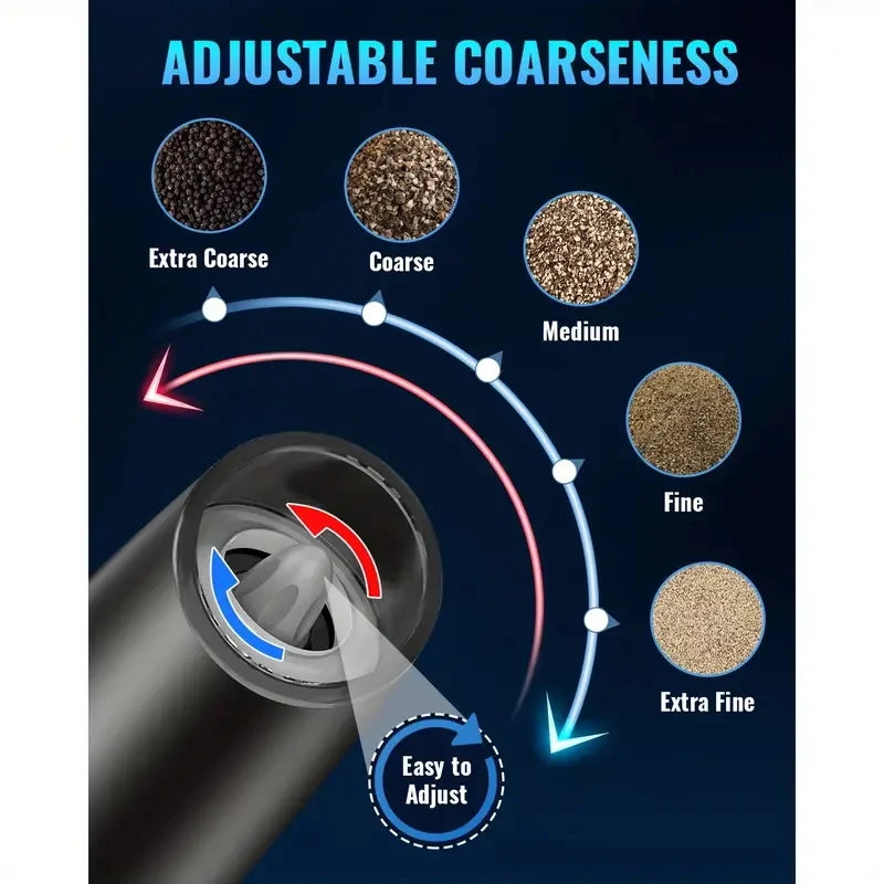 Gravity Electric Salt & Pepper Grinder Auto Tilt, Adjustable Coarseness (Battery Powered)