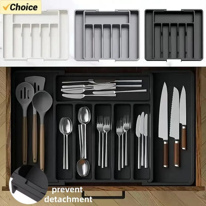 Adjustable Flatware Drawer Organizer Multifunctional Kitchen Utensil Storage Rack - Hom Haven