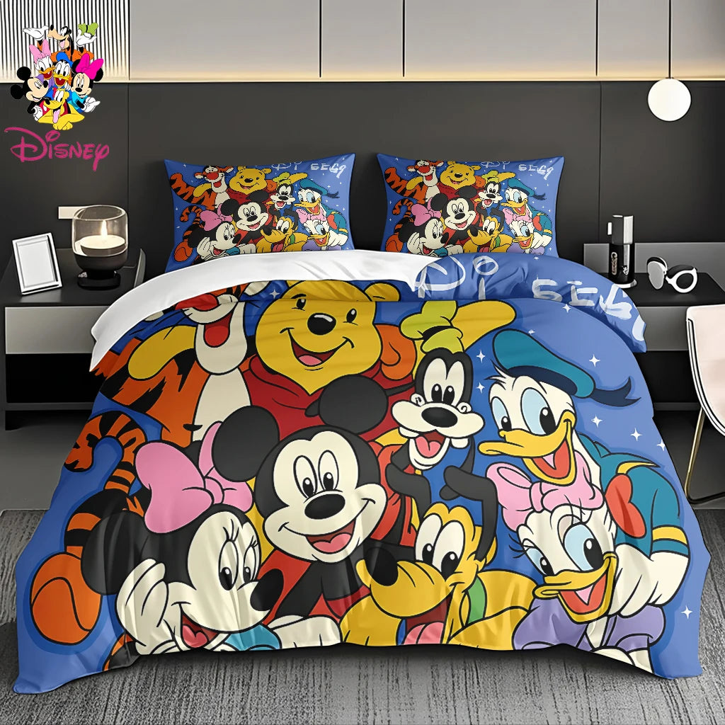 2/3pcs Disney Stitch & Mickey Duvet Cover Set Without Filler  Soft Bed Sheet,Skin-Friendly & Breathable Bedding Set Holiday Gift