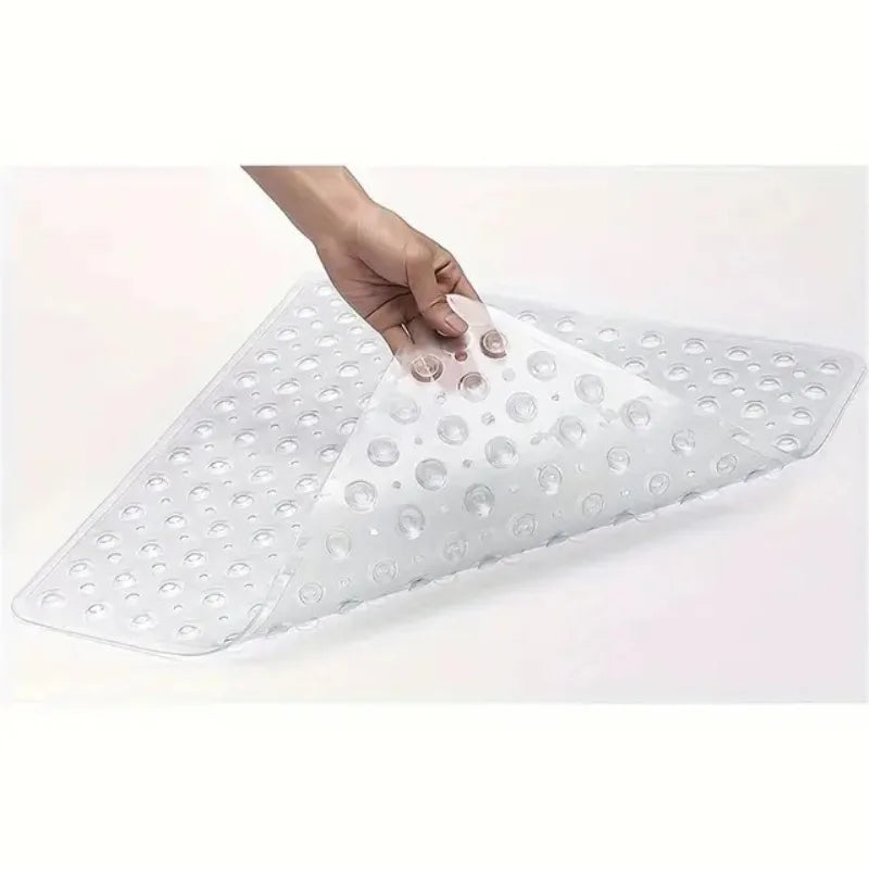 21x21 Inch Square Non-Slip Shower Mat - Clear PVC Anti-Slip Bathroom Stall Floor Mat