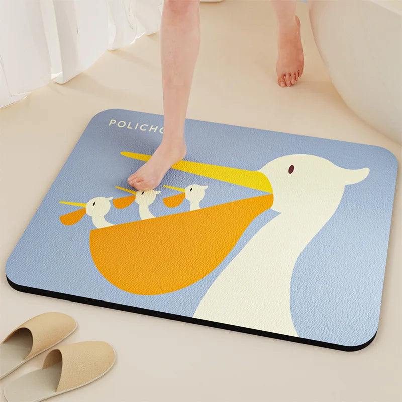 Diatomaceous Earth Bath Mat - Quick Dry Non-Slip Absorbent Shower & Bathroom Floor Rug