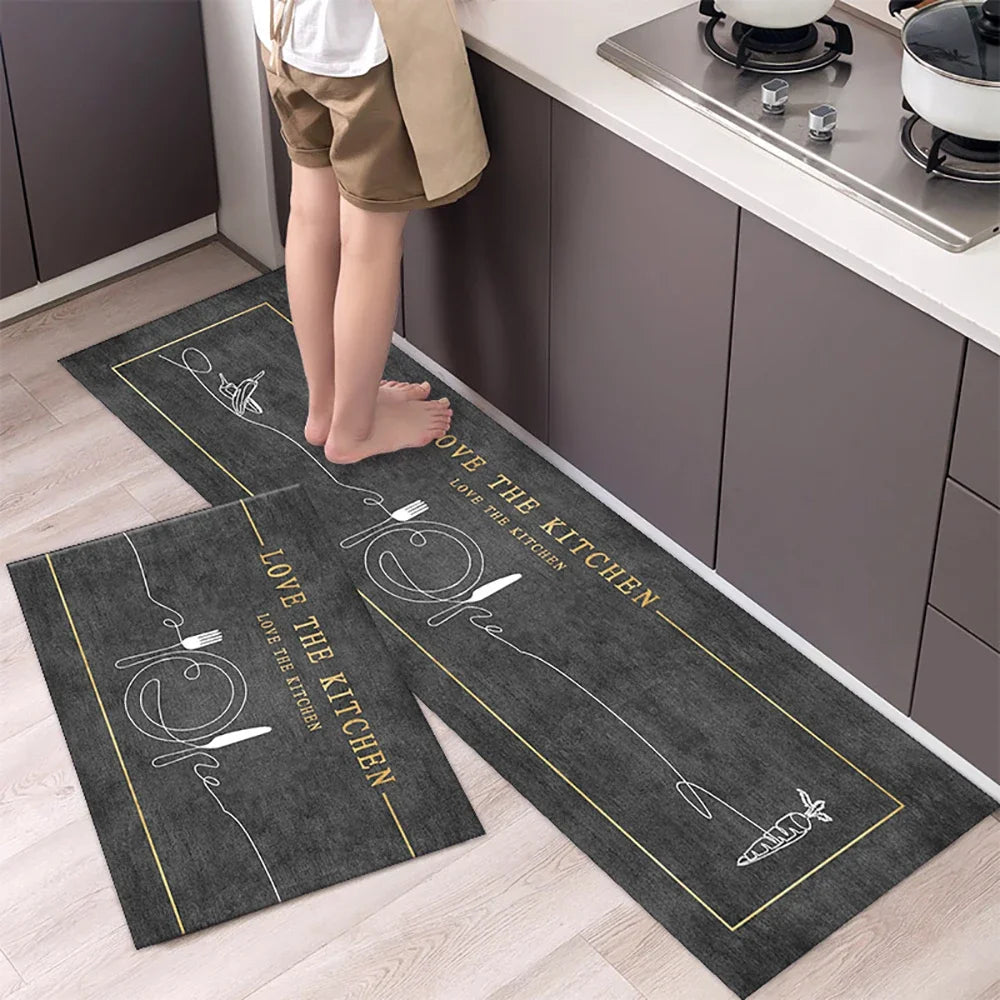 Soft Washable Kitchen Floor Mat - Anti-Slip Long Area Rug for Bedroom, Hallway & Bathroom Entrance