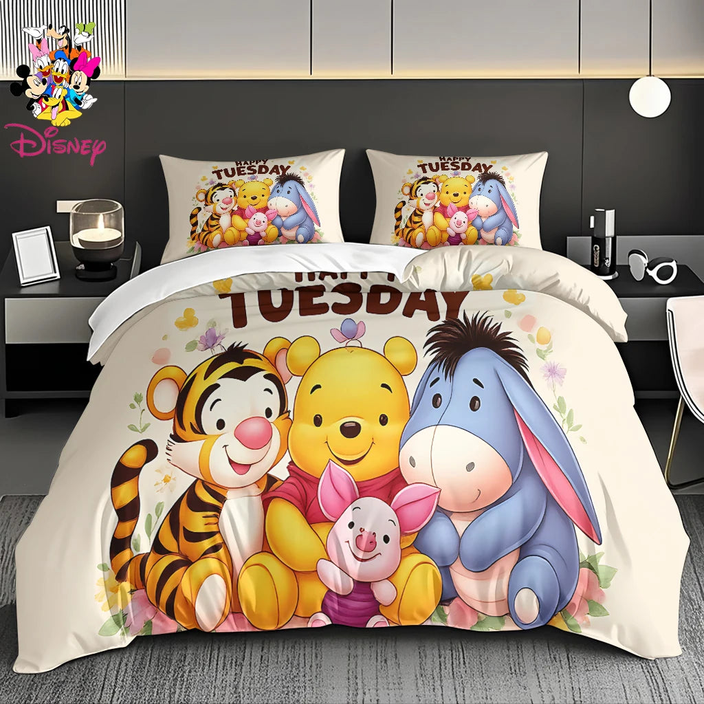 2/3pcs Disney Stitch & Mickey Duvet Cover Set Without Filler  Soft Bed Sheet,Skin-Friendly & Breathable Bedding Set Holiday Gift