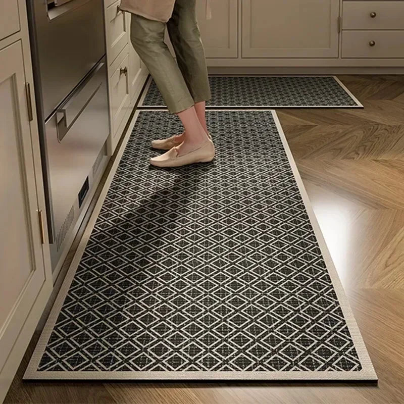 Carpet for Kitchen Floor Mat Pvc Leather Waterproof Non-slip Long Rug Oil-proof Foot Mats Pink Flower Home Decoration Rugs