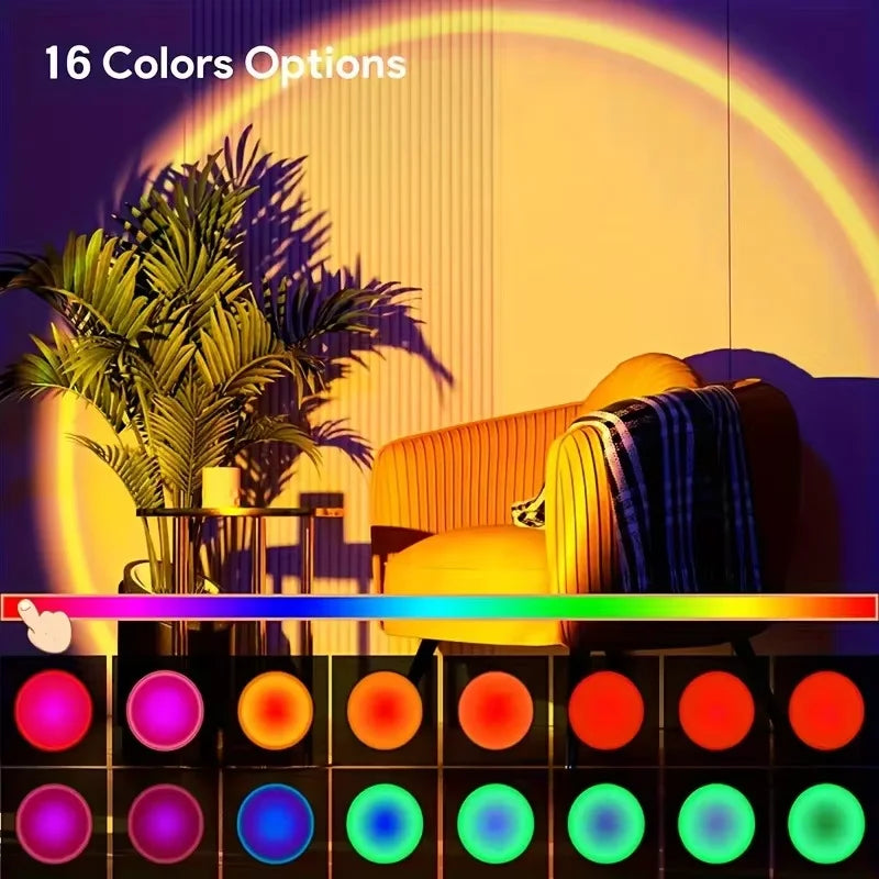 Sunset Projection Night Light 16-Color RGB Remote Control Bedroom Lamp