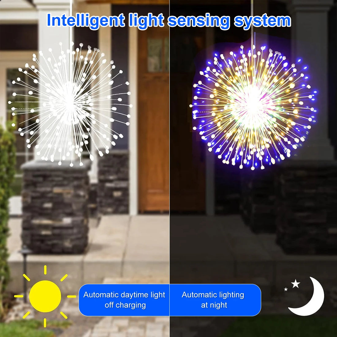 Solar Firework LED Lights Outdoor Copper Wire Fairy Lights for Garden
