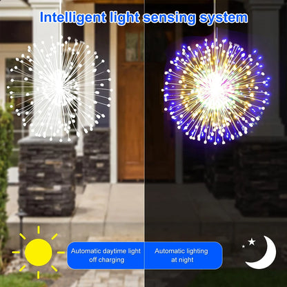 Solar Firework LED Lights Outdoor Copper Wire Fairy Lights for Garden - Hom Haven