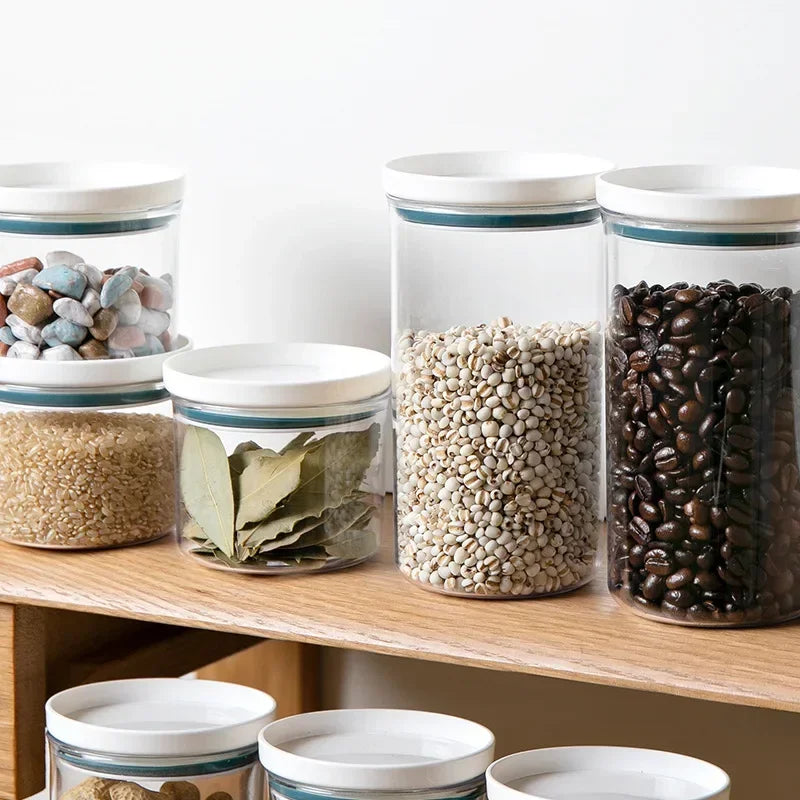 Sealed Food Grade Transparent Kitchen Storage Jar - Airtight Snack & Grain Container (250ml-700ml)