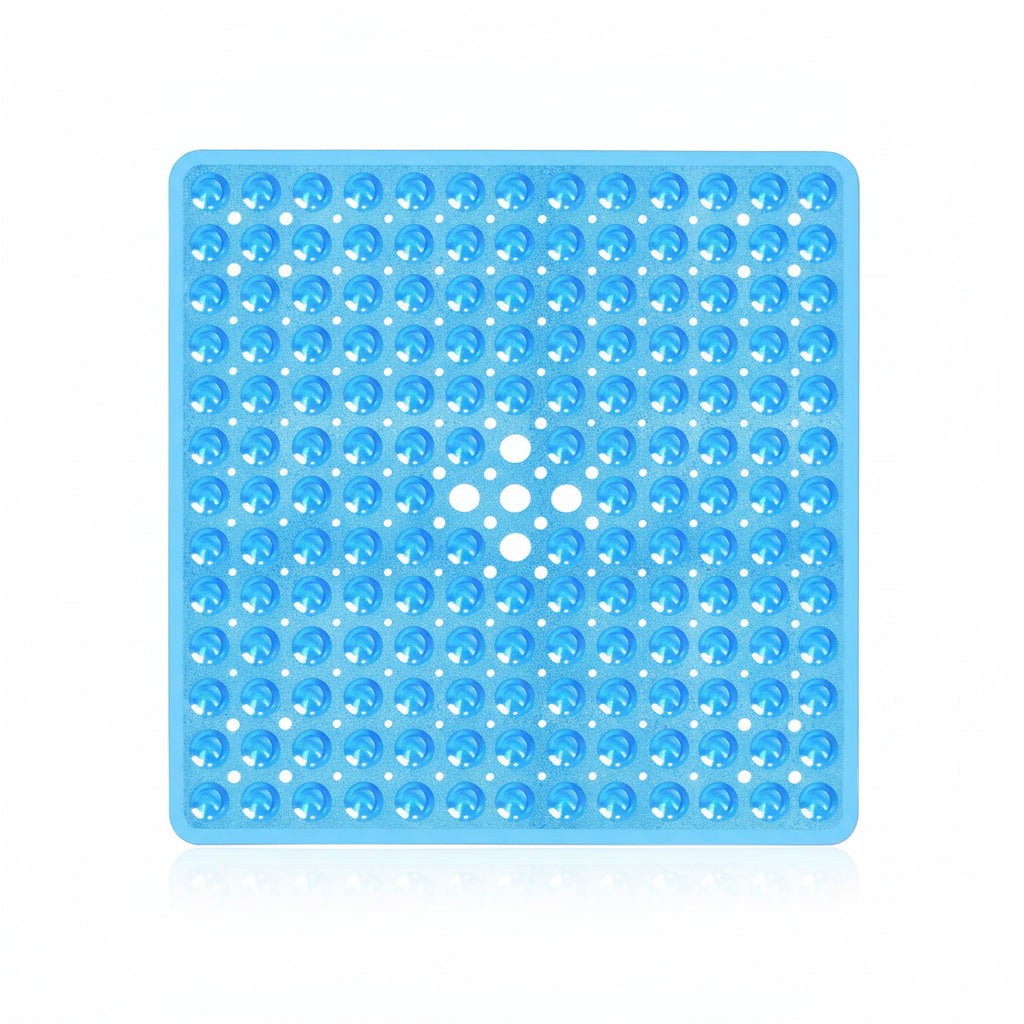 21x21 Inch Square Non-Slip Shower Mat - Clear PVC Anti-Slip Bathroom Stall Floor Mat