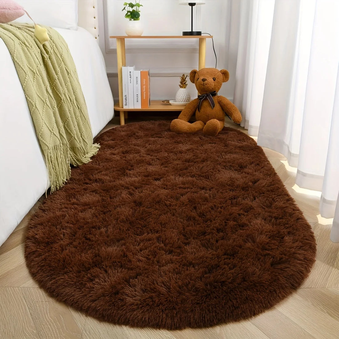 VIKAMA Grey Dense Silk Carpet Winter Warm Carpet Bedroom Bedside Rugs Living Room Sofa Carpet  Long Hair Soft Floor Mat Home Dec