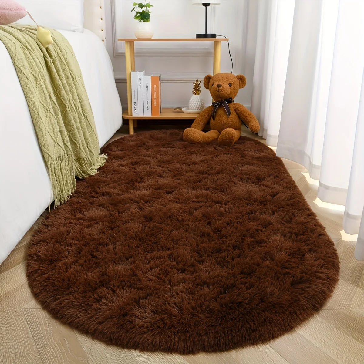 VIKAMA Grey Dense Silk Carpet - Warm Long Hair Soft Floor Mat for Bedroom, Living Room & Sofa - Hom Haven