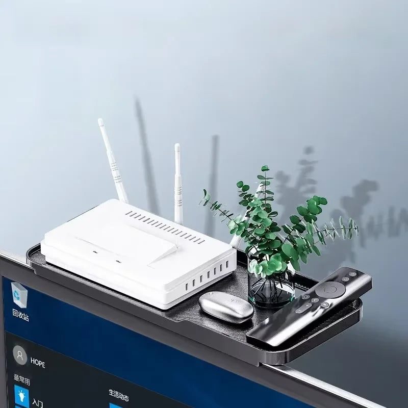 Adjustable Foldable Monitor Top Shelf - Desktop Organizer for TV, Computer Screen & Router (1/2 Pcs)
