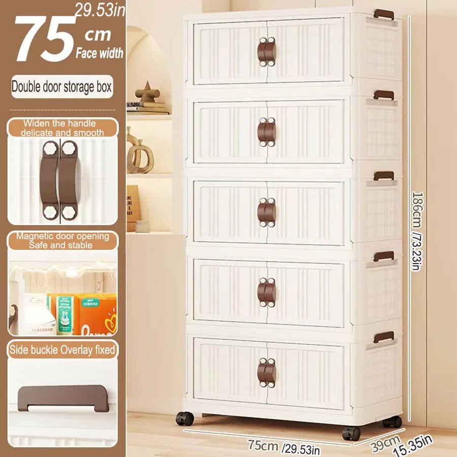 Large Capacity Multifunction Folding Storage Cabinet Dustproof Wardrobe Closet Organizer Easy-to-Install Storage Boxes