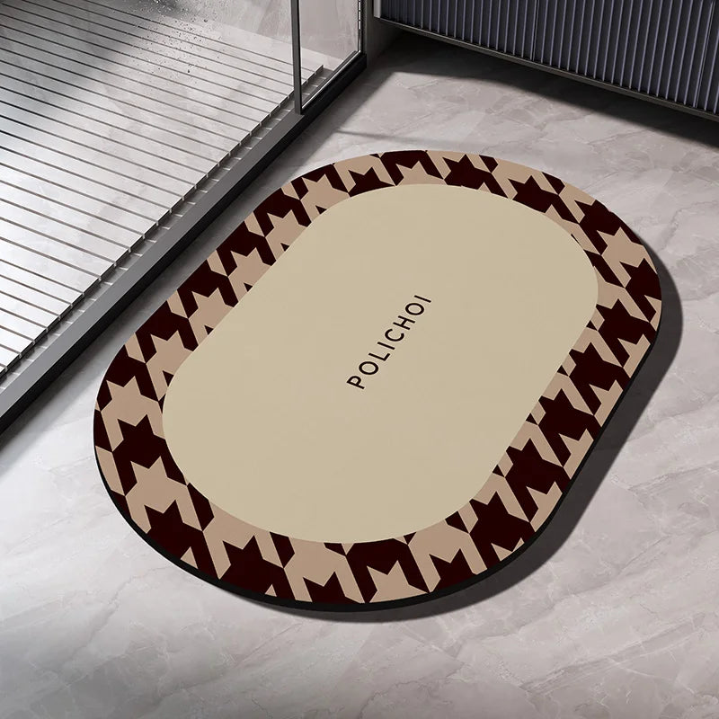 Diatomaceous Earth Bath Mat - Quick Dry Non-Slip Absorbent Shower & Bathroom Floor Rug