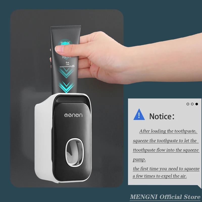 MENGNI Automatic Toothpaste Dispenser - Wall-Mounted Punch-Free Toothbrush Holder & Bathroom Accessory Rack - Hom Haven