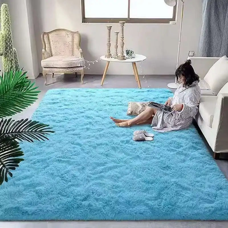 VIKAMA Tie-Dyed Fluffy Carpet - Warm Plush Bedside Rug & Play Mat for Living Room & Kids Room