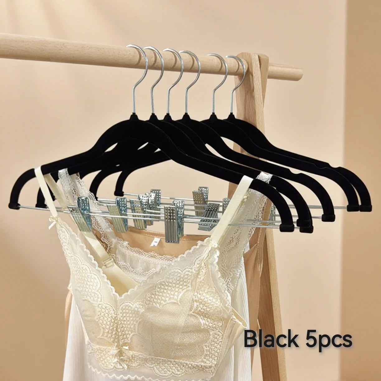 5/10 PCs Velvet Non-Slip Clip Hangers For Pants, Skirts & Bras