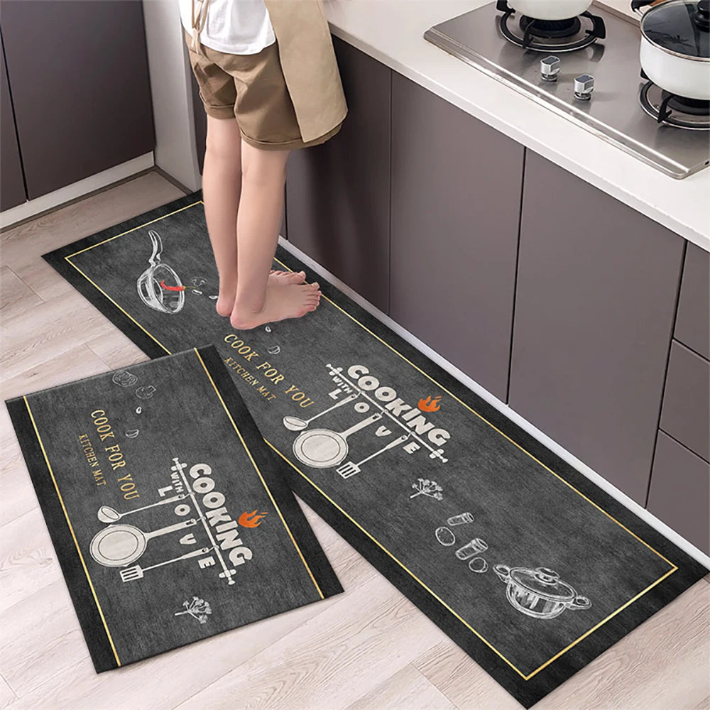 Soft Washable Kitchen Floor Mat - Anti-Slip Long Area Rug for Bedroom, Hallway & Bathroom Entrance