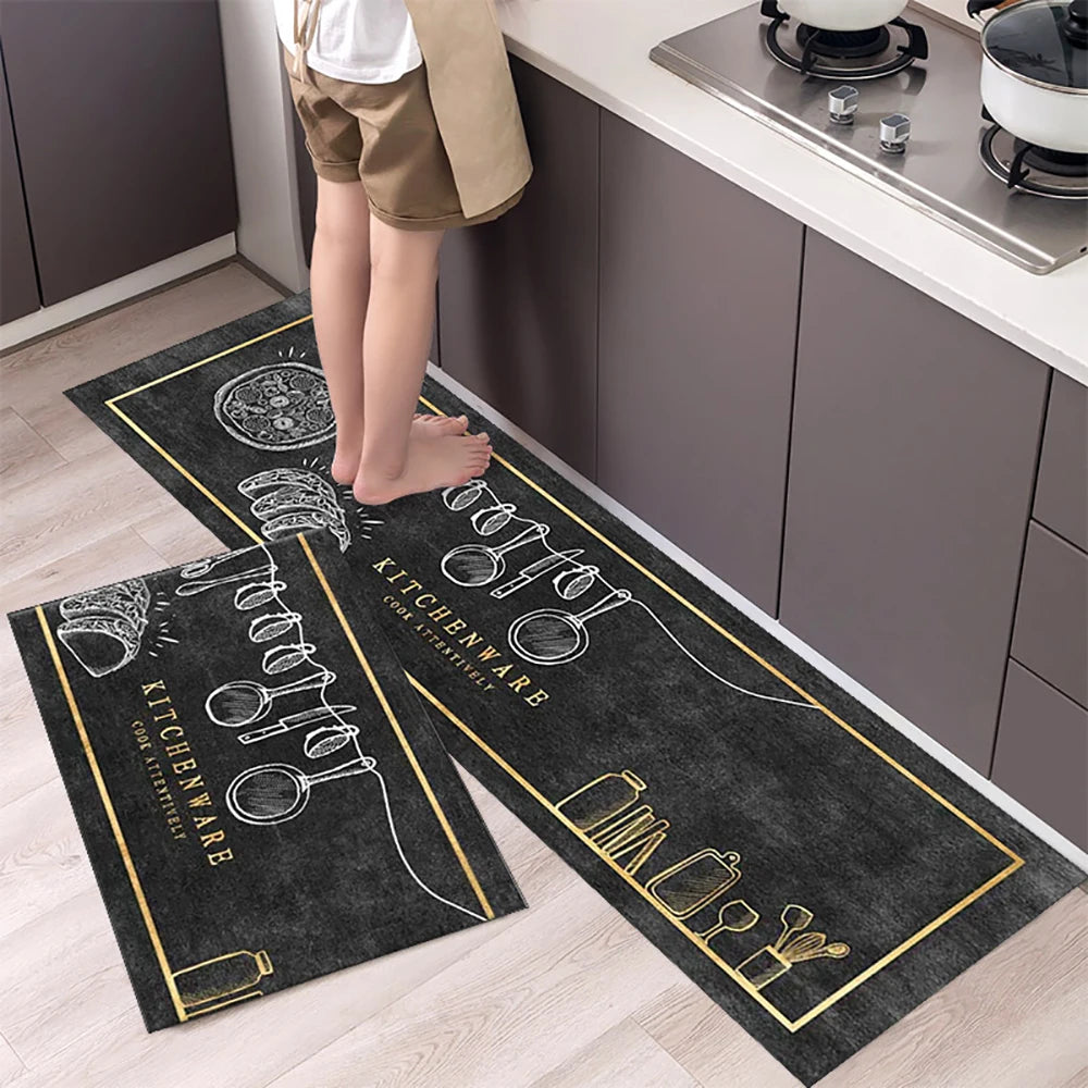 Soft Washable Kitchen Floor Mat - Anti-Slip Long Area Rug for Bedroom, Hallway & Bathroom Entrance