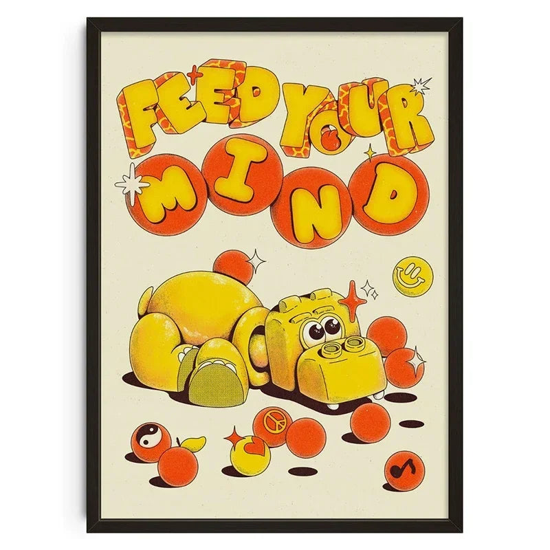 Retro Abstract Nourishing Soul Classic Wall Art,  Canvas Print Poster, Suitable for Home, Living Room, Room Decoration Painting