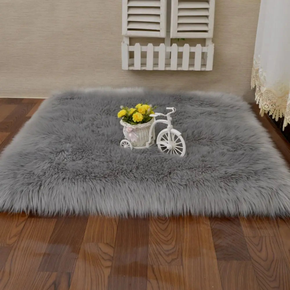 Plush Soft Imitation Sheepskin Bedroom Carpet - Long Hair Bedside Mat & Sofa Cushion Rug