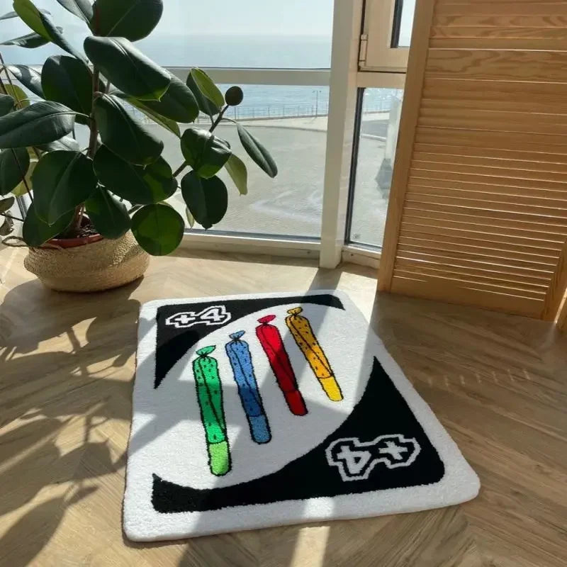 UNO Reverse Card Game Carpet - Soft Thickened Anti-Slip Floor Mat for Bedroom, Bathroom & Living Room