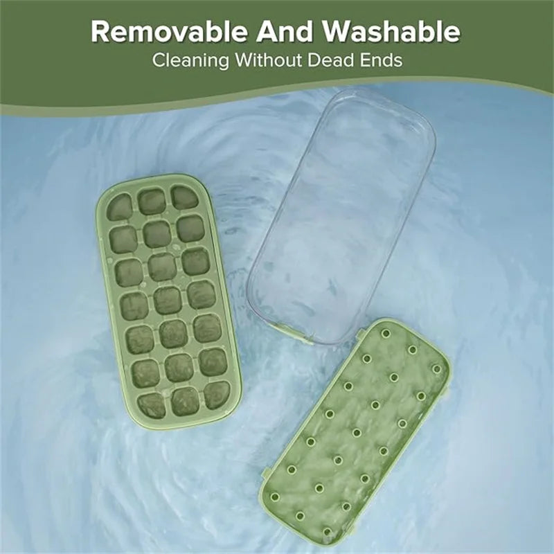 Ice Cube Tray with Lid & Bin, Quick-Release Freezer Ice Mold Set (7/14/21 PCs)