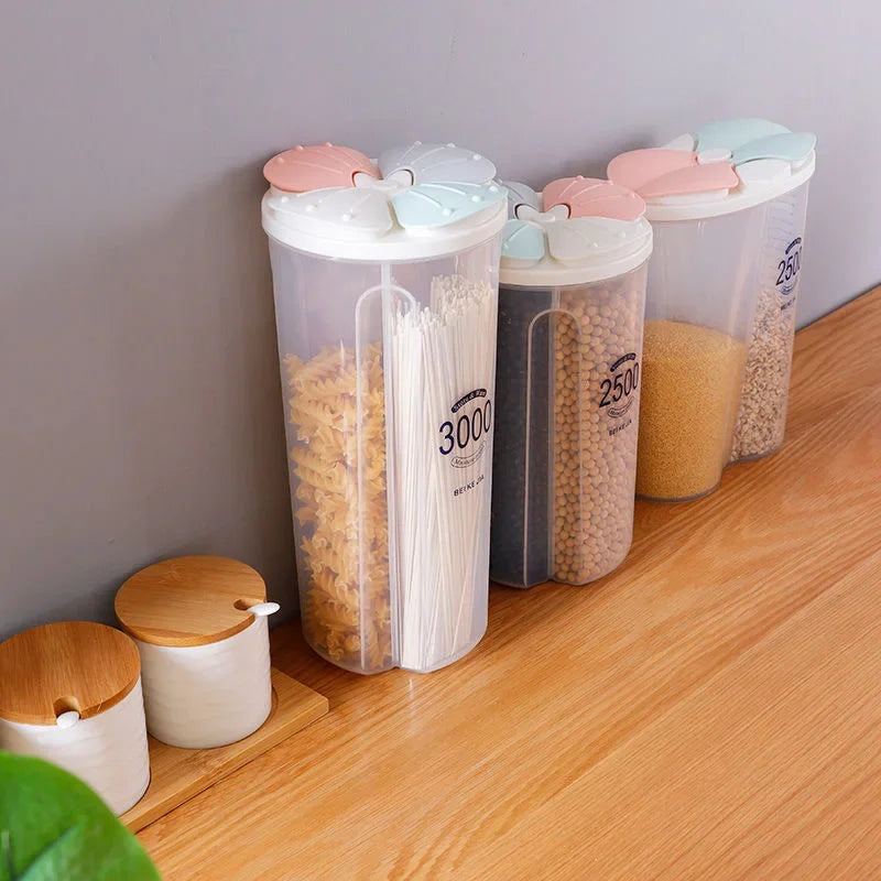 Moisture-Proof Sealed Grain Food Storage Tank - Multi-Grid Large Capacity Transparent Kitchen Organizer